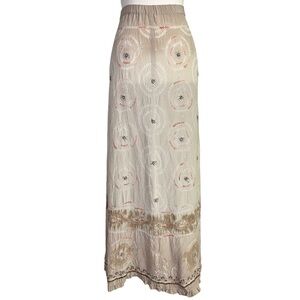 Jane Seymour Signature 100% Silk Crinkle Boho Maxi Skirt